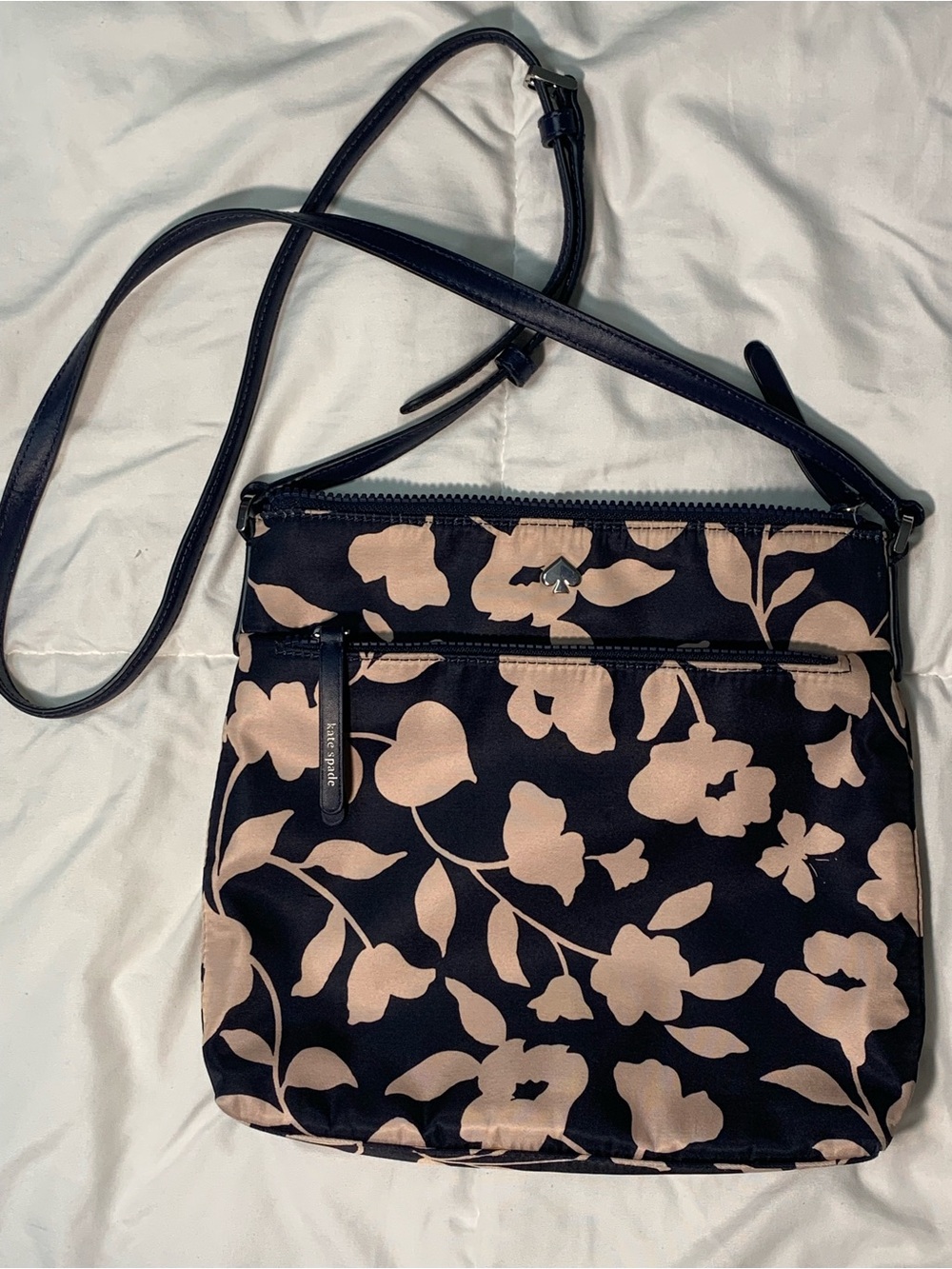 kate spade Navy Crossbody with Beige Floral Print